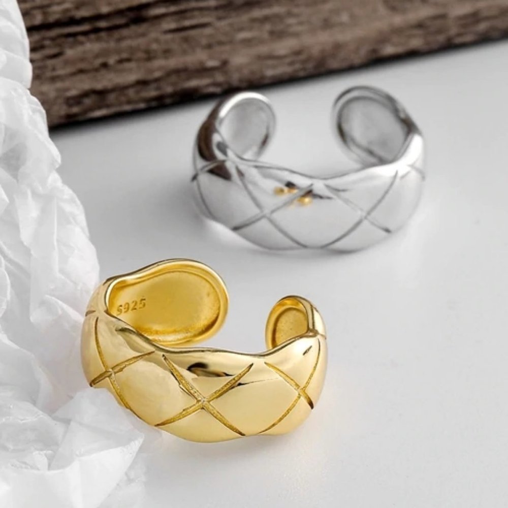 NEW 925 Sterling Silver Weave Adjustable Ring